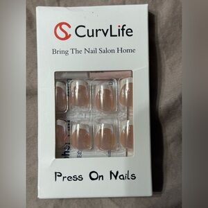 NEW CurvLife Metallic French Manicure Press On Nails